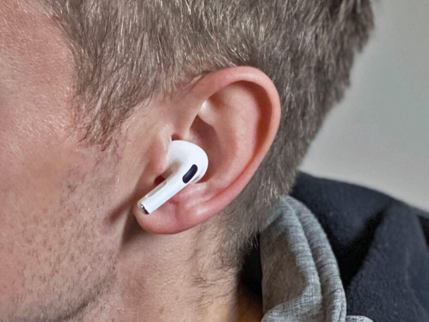 apple airpods pro 3 wireless earbuds in ear showing premium design