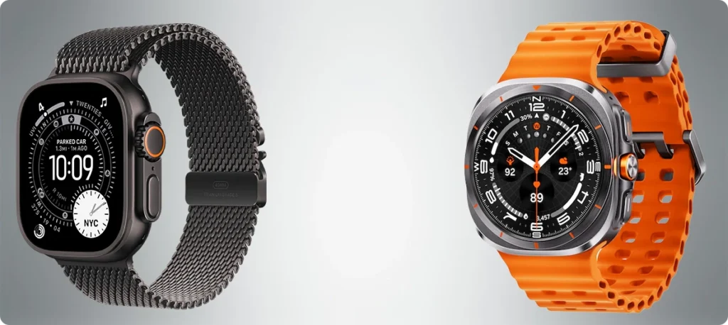 apple watch ultra 3 titanium case vs galaxy watch ultra titanium design