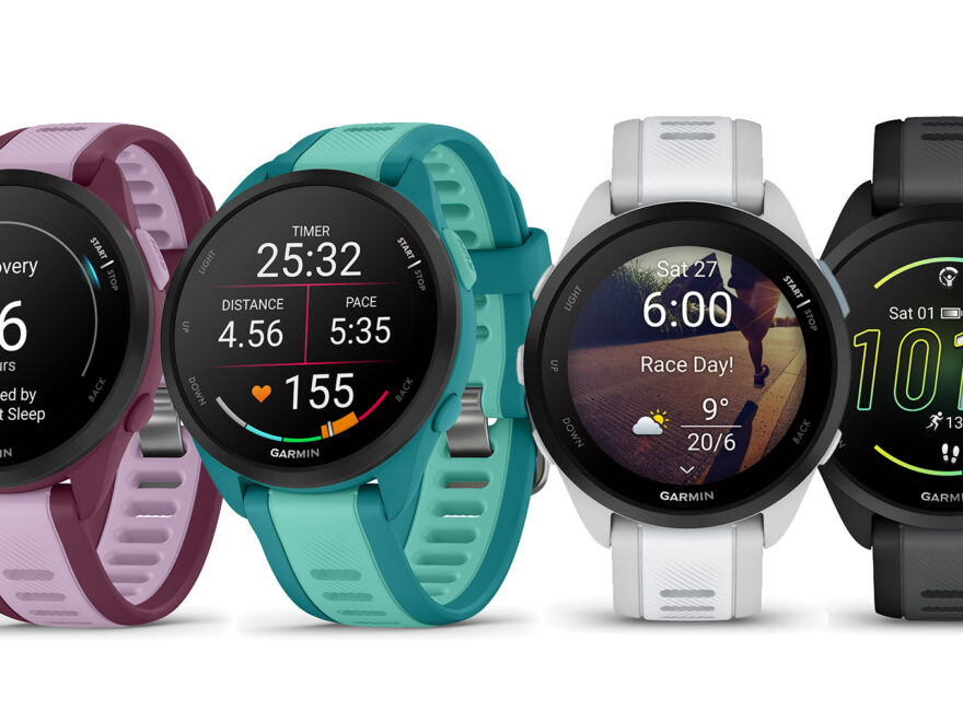 garmin forerunner 165 smartwatch on wrist with amoled display