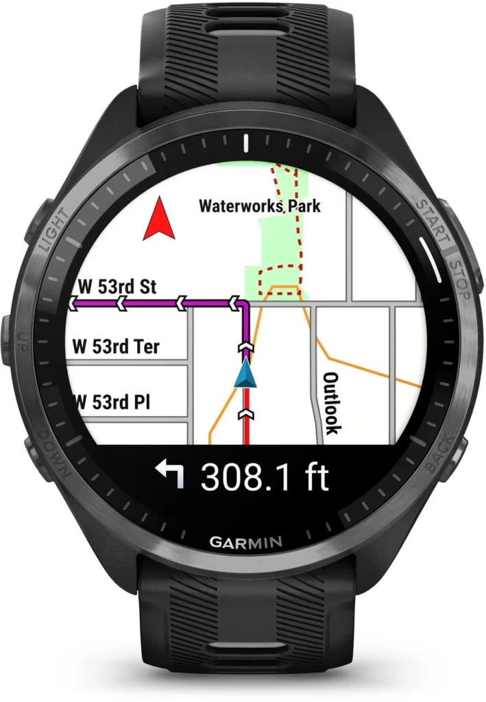 garmin forerunner 265 gps tracking during outdoor running