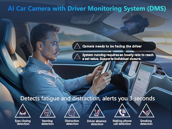ai dash cam mounted on windshield providing real time driving safety monitoring