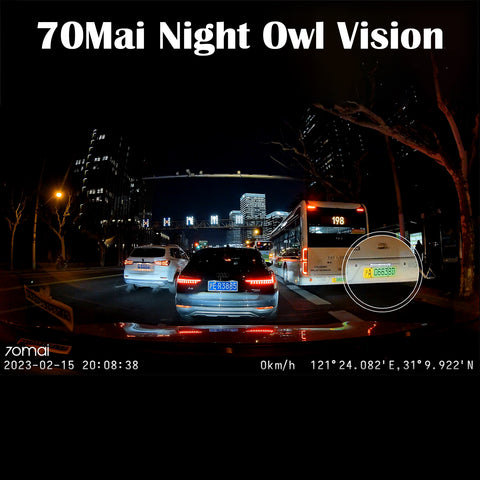 ai dash cam night vision footage with lane detection and collision alerts