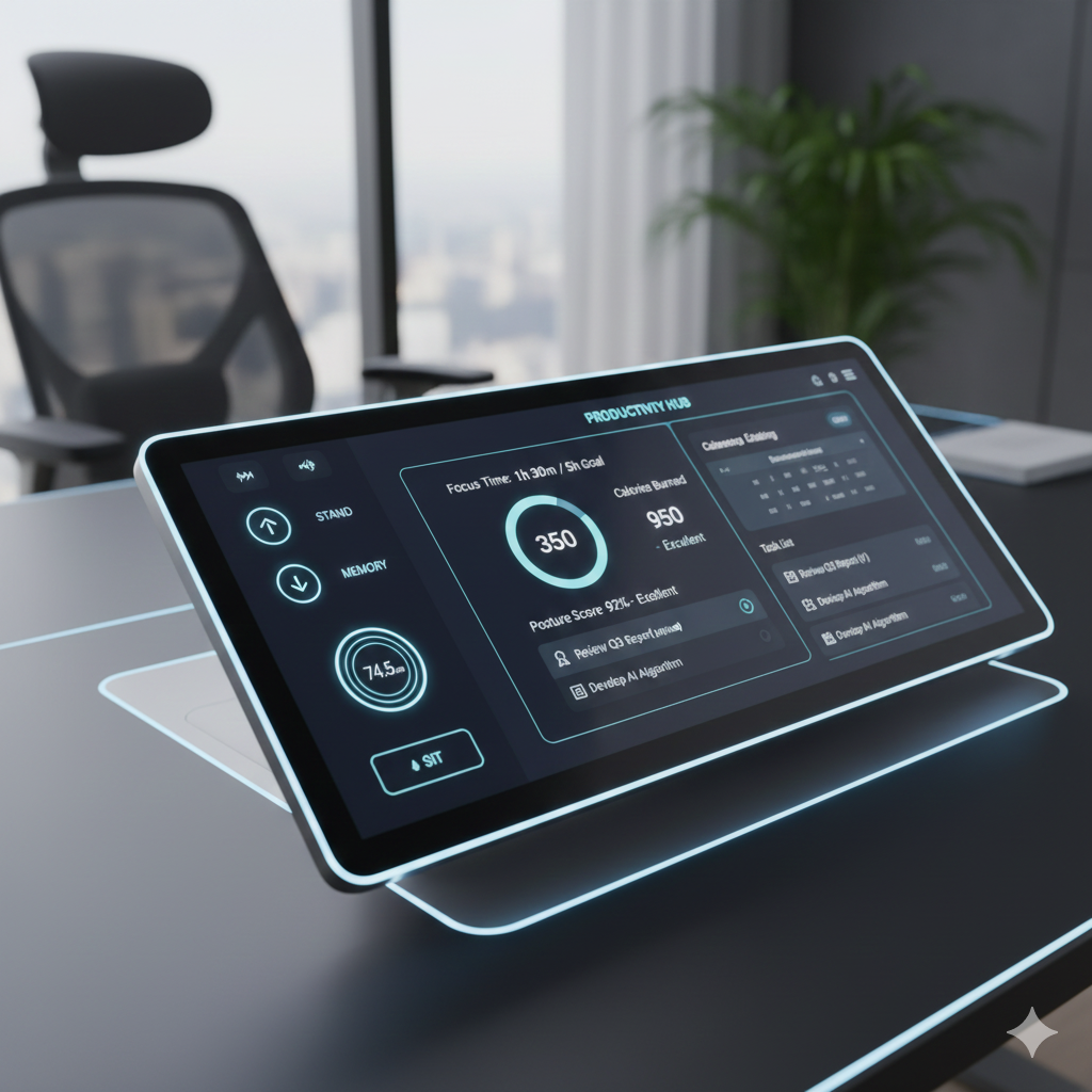 ai smart desk control panel and productivity app