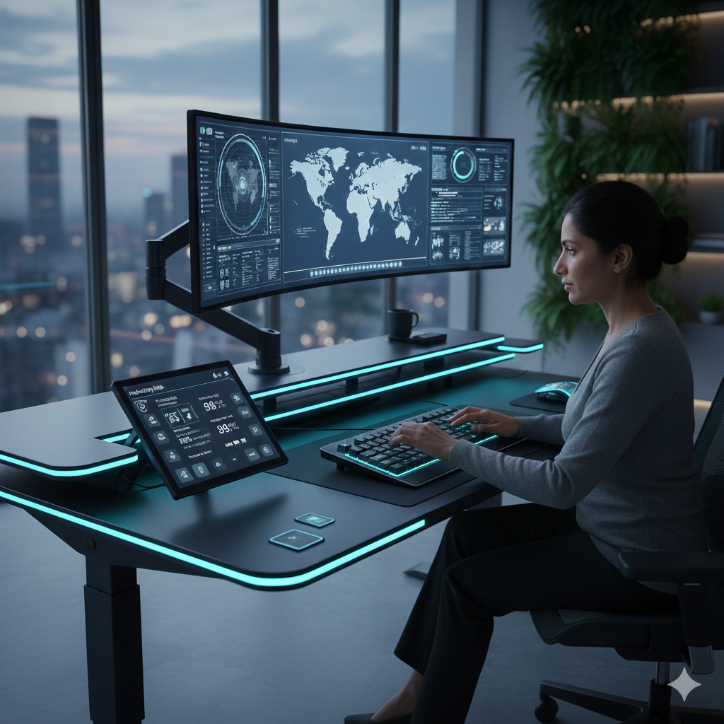 ai smart desk modern workspace productivity setup