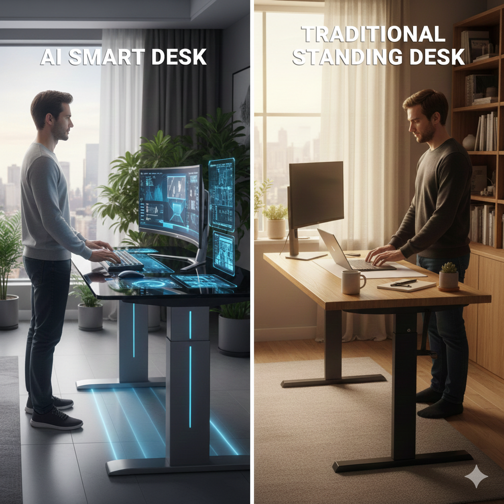ai smart desk vs traditional standing desk comparison
