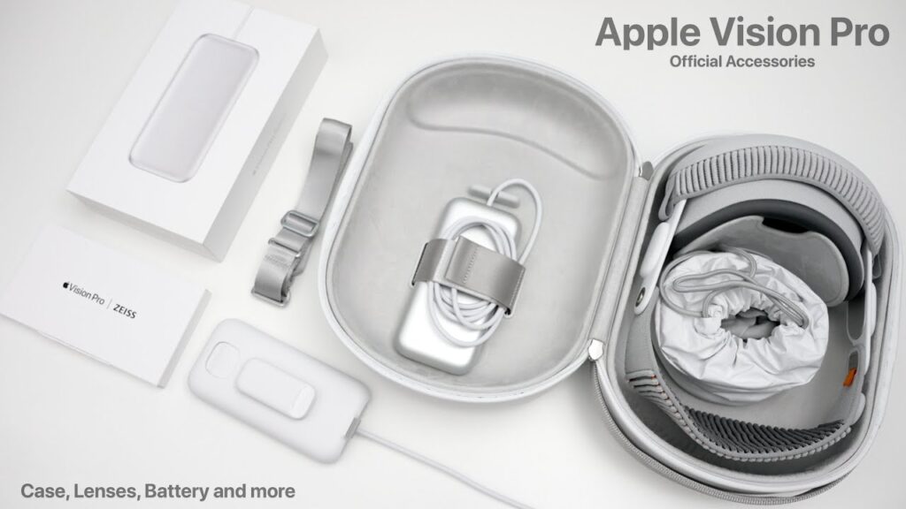 apple vision pro 2 accessories including battery and travel case