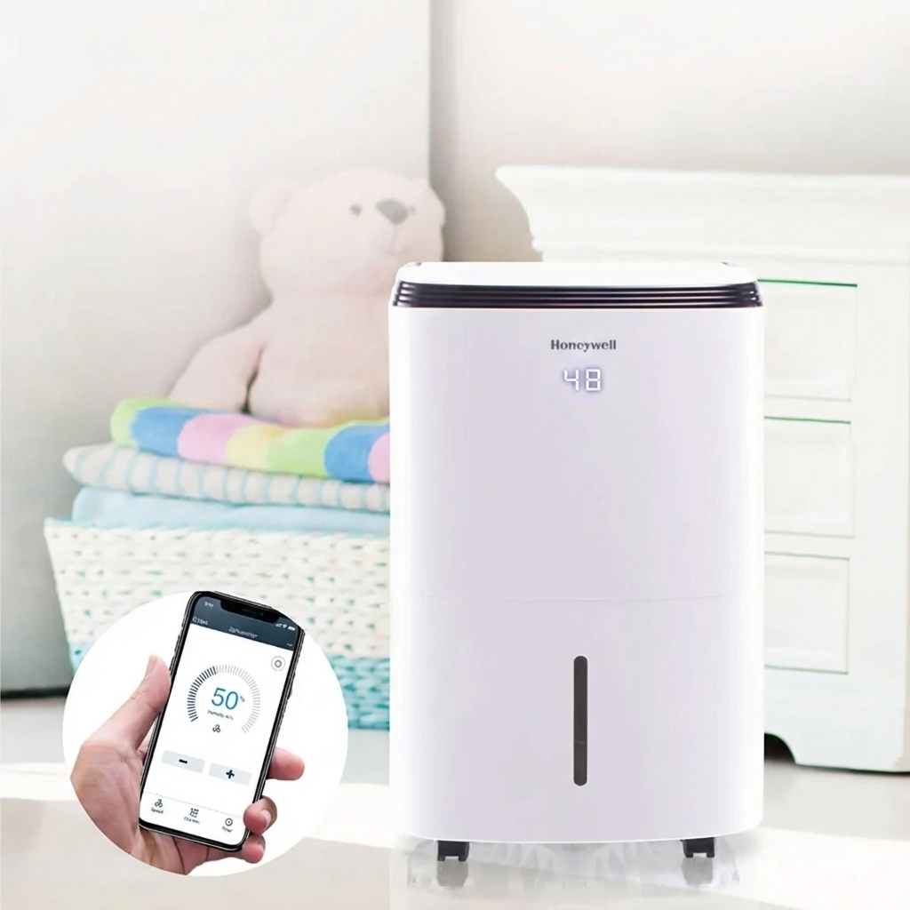 honeywell smart dehumidifier operating in home office