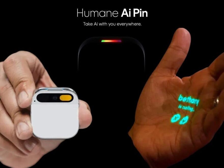 humane ai pin wearable ai device clipped to clothing