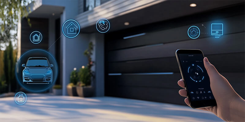 Smart Garage Door Controllers Review 2026: Are AI Powered Garage Systems Worth It? modern smart home garage with connected security cameras and smart lighting