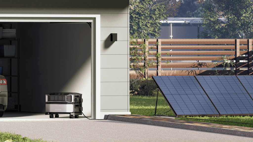 Portable Power Stations Review: Are Battery Generators Replacing Gas Generators in American Homes? portable power station connected to solar panels for home backup power