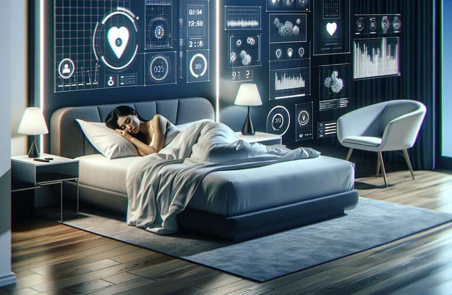 smart sleep trackers without screens placed on bed and mattress in a modern bedroom