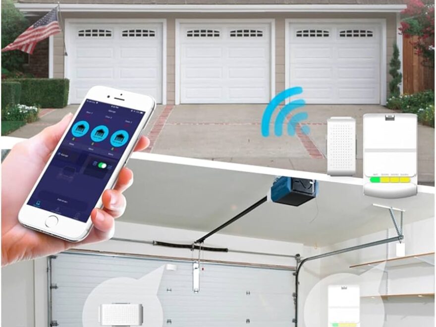 smartphone app showing real time garage door status and vehicle detection