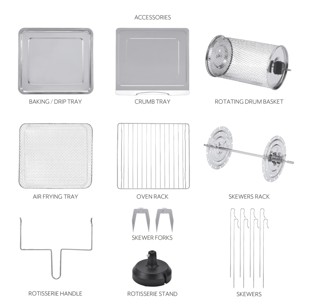 air fryer oven accessories racks trays and rotisserie basket