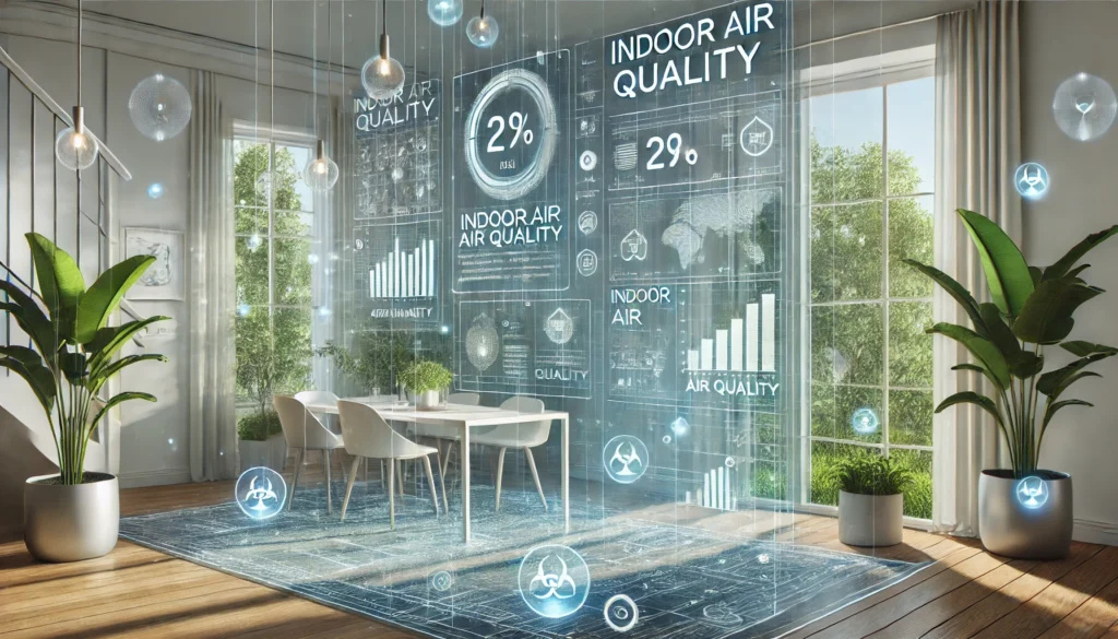 ai ambient sensing device on living room shelf tracking air quality and environmental data