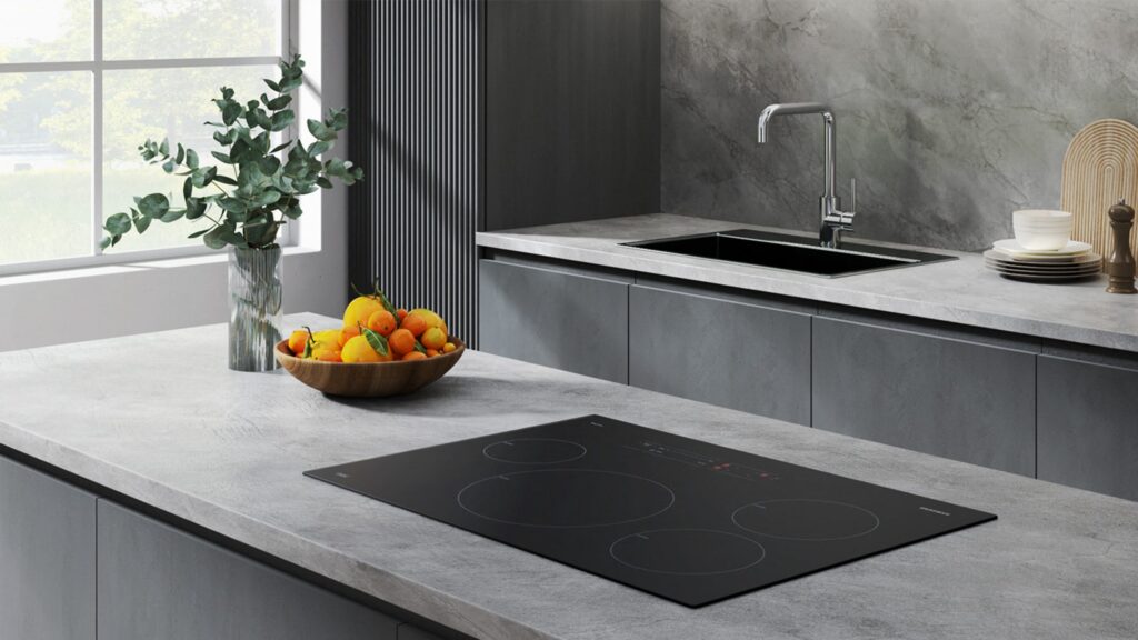 built in smart induction cooktop installed in a luxury american kitchen