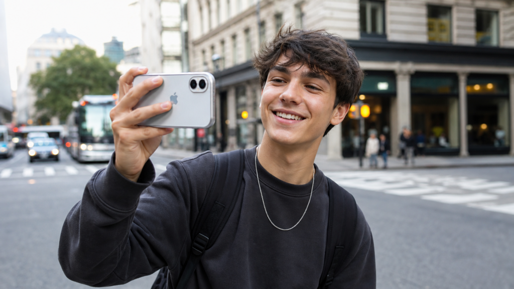boy with iphone